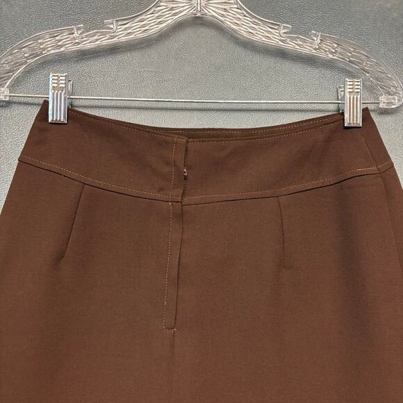 Vintage Handmade Nylon Lined Skirt A Line Chocolate Brown Office Vixen 80s Work - Picture 6 of 8